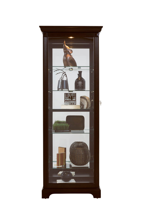 PFC Curios - Locking Slide Door 5 Shelf Curio Cabinet - Deep Cherry Brown