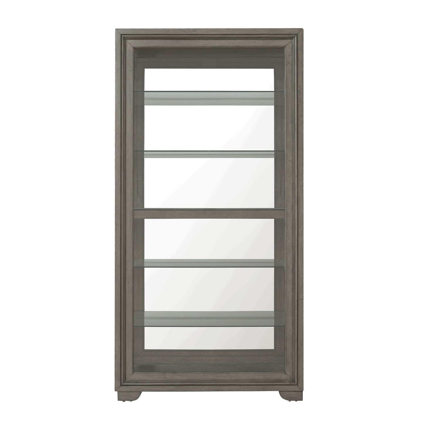 Modern Wood Framed 5-Shelf Sliding Door Curio With LED Light - Dark Brown