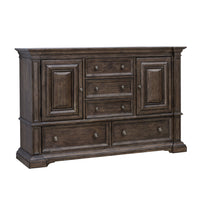 Woodbury - 5-Drawer Dresser with Cabinets - Cowboy Boots Brown