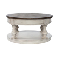 Morgan Creek - Round Cocktail Table - Antique White / Wirebrushed Tobacco Accents