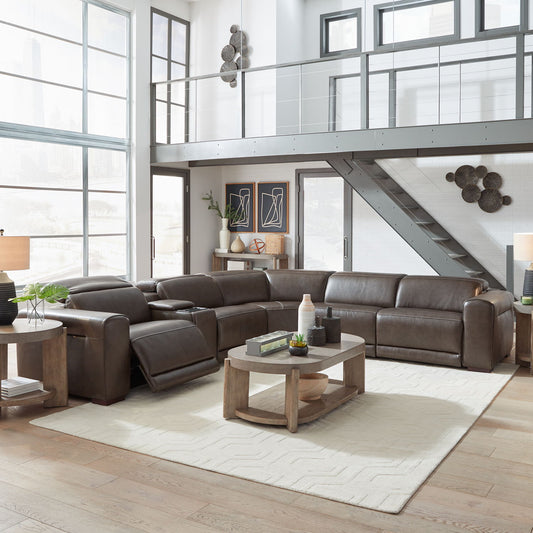 Deacon - 6 Piece Sectional - Boston Charcoal Leather