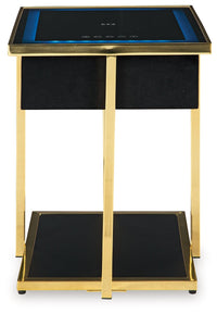 Rexwell - Accent Table With Speaker - Black / Gold Finish