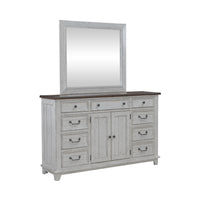 River Place - Dresser & Mirror - Riverstone White & Tobacco