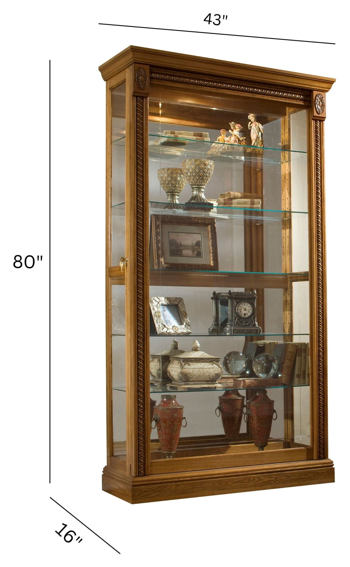Curios - Lighted Sliding Door 5 Shelf Curio Cabinet