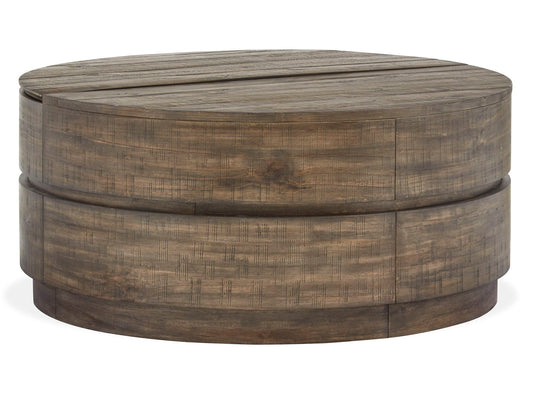 Baisden - Round Lift Top Cocktail Table With Casters - Tobacco
