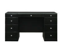 Avery - Vanity Desk With Glass Top And LED Mirror - Black