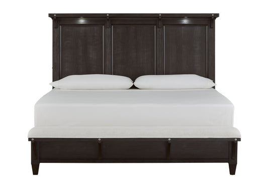 Sierra - Complete Lighted Panel Bed With Upholstered Footboard