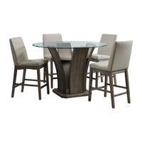 Dapper - 5 Piece Round Counter Height Dining Set (Table And Four Chairs) - Walnut