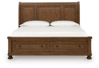 Zackaryn - King Sleigh Storage Bed - Warm Brown