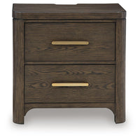 Radkin - Two Drawer Night Stand - Burnished Brown