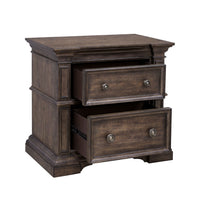 Woodbury - Two Drawer Nightstand with USB - Cowboy Boots Brown