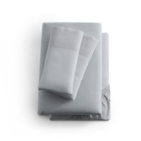 Linen-Weave Cotton Split King Sheet Set - Fog