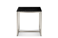 Kira - Rectangular End Table - Black Marble And Brushed Nickel