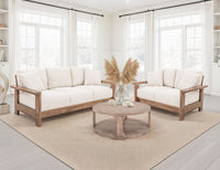 Duna - Loveseat - White / Light Brown