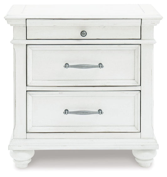 Kanwyn - Whitewash - Three Drawer Night Stand