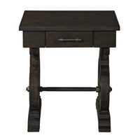 Stone - Chairside Table With PU Base - Dark Walnut