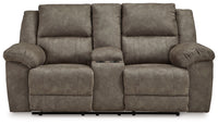 Laresview - Fossil - Dbl Reclining Loveseat with Console