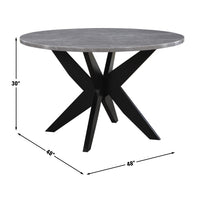 Amy - Round Faux-Marble Dining Table - Gray