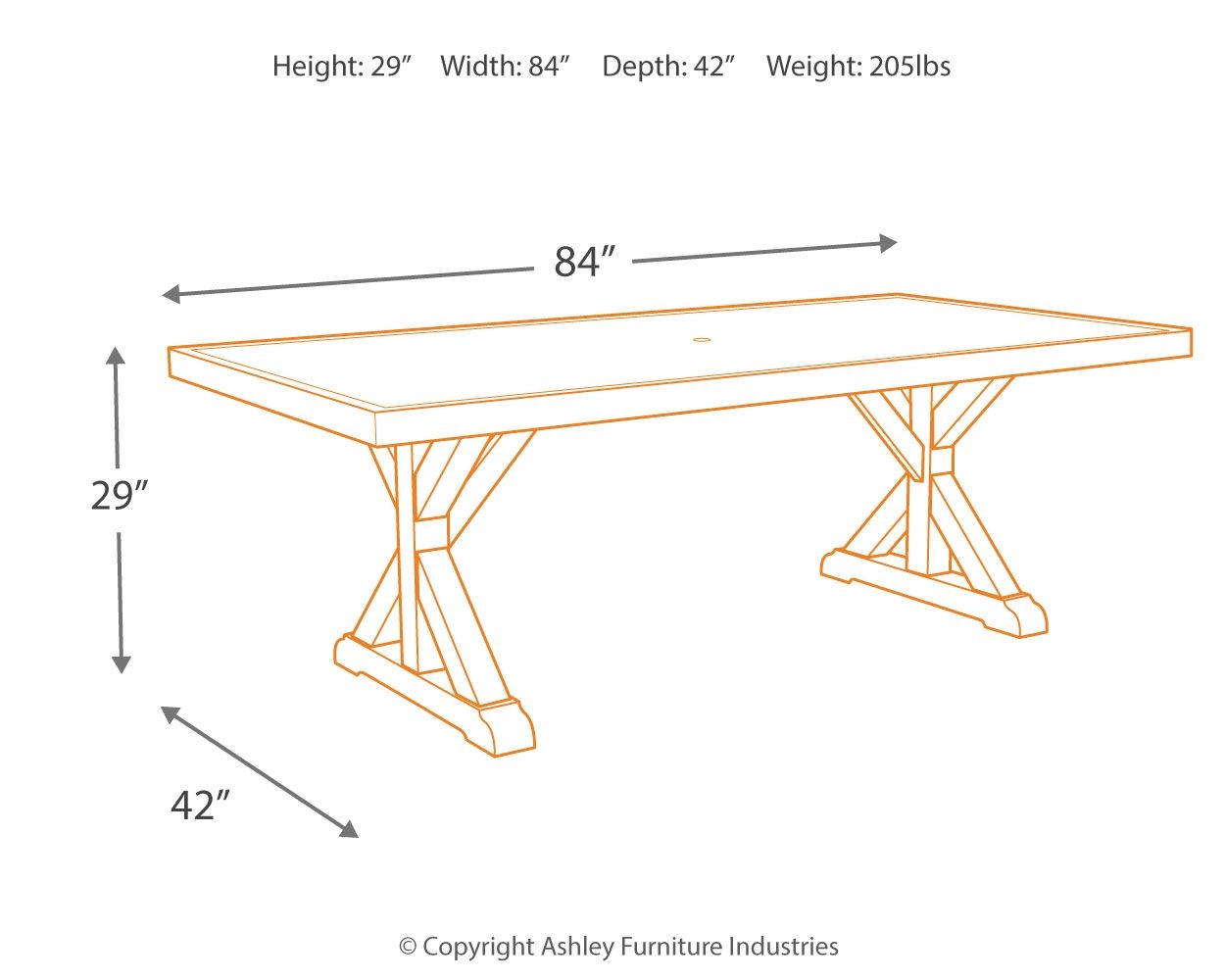 Beachcroft - Rect Dining Table W/Umb Opt