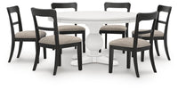 Greddinton - Round Dining Table Set - Black Chairs