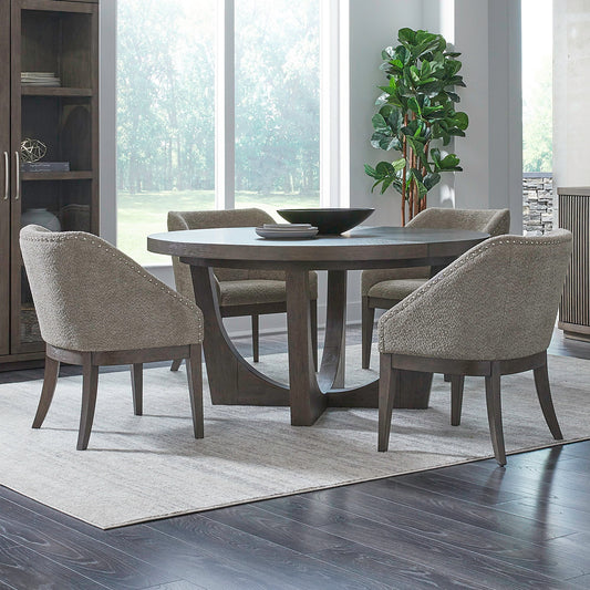 Cascade Falls - 5 Piece Pedestal Table Set - Satin Espresso