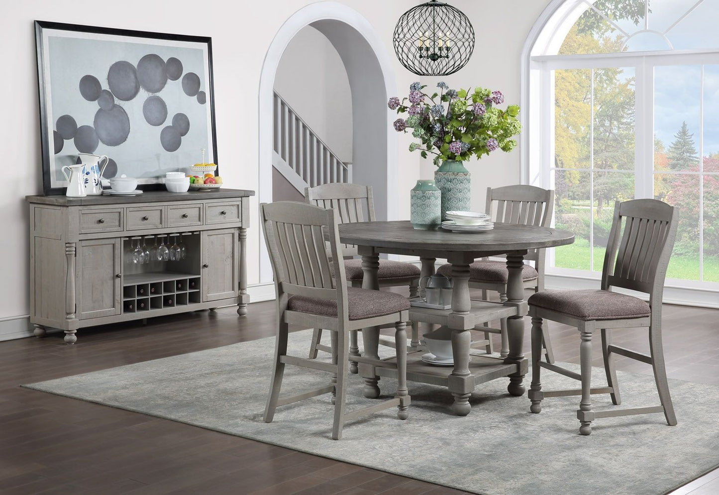 D00622 - 5 Piece Set (Gathering Table And 4 Gathering Chairs) - Gray