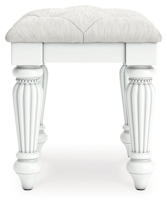 Kozlani - Vanity Upholstered Stool - White