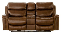 Ceretti - Power Reclining Console Loveseat - Brown Top Grain Italian Leather Match