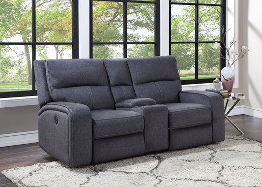 Lovell - Power Console Loveseat - Dark Gray