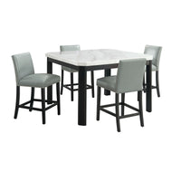 Francesca - 5 Piece Square Counter Dining Set (Table & Four Chairs) - White Marble