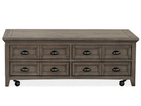 Paxton Place - Lift Top Storage Cocktail Table With Casters - Dovetail Gray