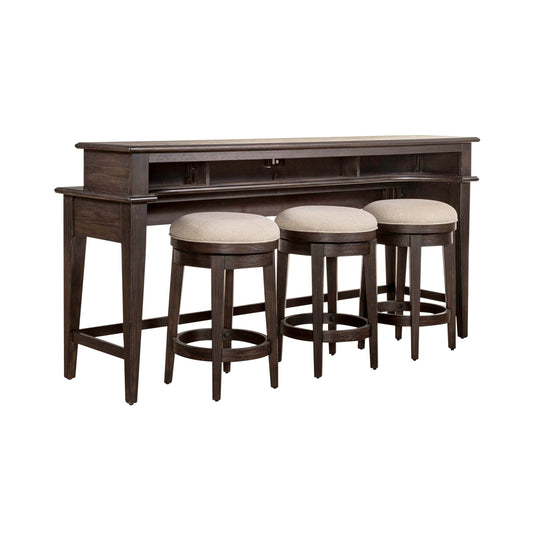 Mill Creek - 4 Piece Console Set (Bar Console & 3 Stools) - Dark Brown