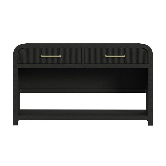 Ridgemont - Sofa Table With Bottom Shelf - Black With Grain
