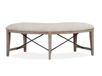Paxton Place - Curved Bench With Upholstered Seat - Dovetail Gray