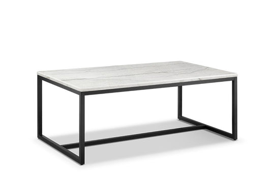 Torin - Rectangular Cocktail Table - White Marble And Matte Black