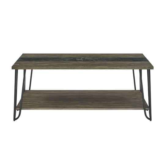 Harper - Cocktail Table With Sintered Stone Inlay - Brown