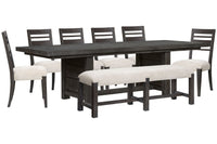 Plum Creek - 8 Piece Extendable Trestle Dining Table Set