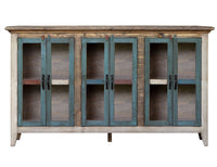 Antique - Glass Console 6 Glass Doors - Multicolor