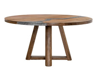 Silver - Round Dining Table With Resin River - Brown