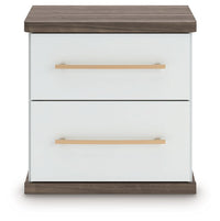 Kendanport - Brown / White - Two Drawer Night Stand