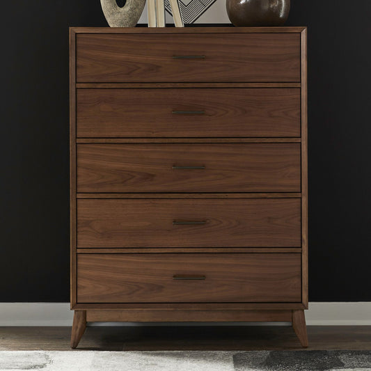 Century Modern - 5 Drawer Chest - Walnut