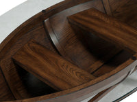 Beaufort - Oval Cocktail Table With Base And Glass Top - Dark Oak