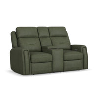 Felix - Power Reclining Loveseat With Console, Power Headrest, Lumbar, Heat & Massage