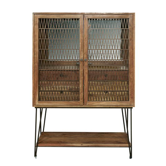 2-Door Bar Cabinet With Storage Drawers - Natural