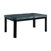 Francesca - Rectangular 5 Piece Gray PU Chairs Dining Set, Table & Four Chairs - Gray Marble