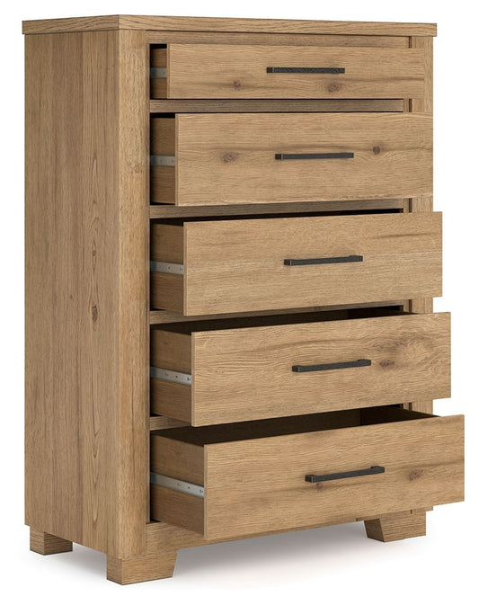 Galliden - Light Brown - Five Drawer Chest