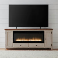 Fireplace TV Consoles - 80" Console With Fire FTS Set - Brown / White