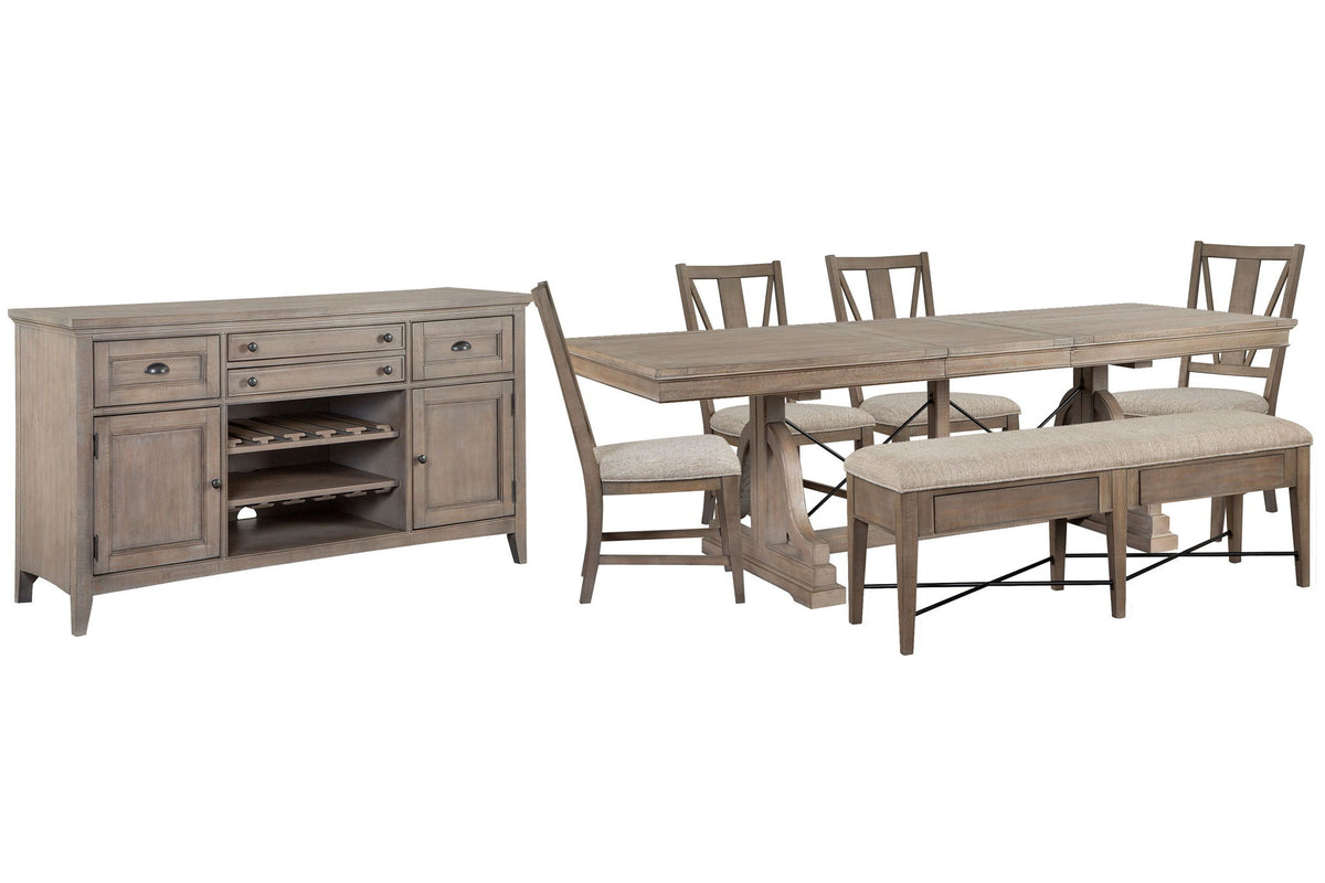 Paxton Place - Extendable Trestle Dining Table Set