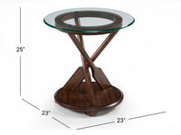 Beaufort - Round End Table With Base And Glass Top - Dark Oak