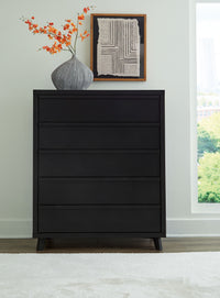 Danziar - Black - Five Drawer Wide Chest